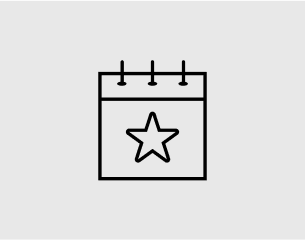 A simple icon of a calendar with a star on the date represents a special event or important day.